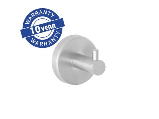 Single robe hook, made of chromium-plated brass, brushed version